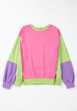 Exposed Seam Color Block Long Sleeve Sweatshirt