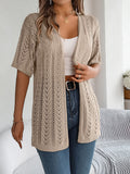 Openwork Open Front Half Sleeve Cardigan