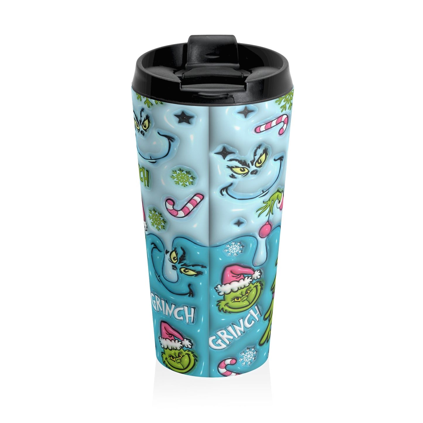 3D Effect Grinch Christmas Stainless Steel Travel Mug