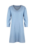 Full Size V-Neck Half Sleeve Denim Dress