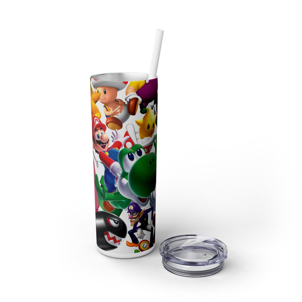 Mari0 Skinny Tumbler with Straw, 20oz