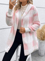 Plaid Long Sleeve Hooded Coat