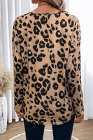 Leopard V-Neck Dropped Shoulder Blouse