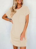 Round Neck Short Sleeve Mini Dress