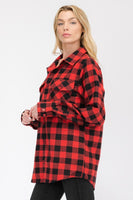 Boyfriend Fit Checker Plaid Flannel Long Sleeve