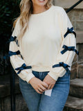 Contrast Bow Round Neck Long Sleeve Sweatshirt