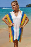 Openwork Striped Slit Knit Cover Up