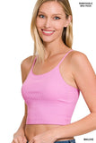 RIBBED SEAMLESS CROPPED CAMI WITH BRA PADS