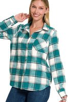 Cotton Plaid Shacket With Front Pocket