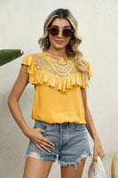 Spliced Lace Ruffled Blouse