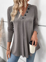 Perfee V-Neck Long Sleeve T-Shirt