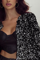 Sequin Open Front Long Sleeve Jacket