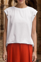 Decorative Button Round Neck T-Shirt