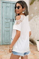 Lace Detail Round Neck Cold Shoulder Blouse