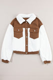 Corduroy Contrast Patchwork Fuzzy Jacket