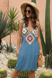 Geometric V-Neck Spaghetti Strap Cover Up Dress