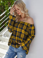 Off-Shoulder Striped Long Sleeve T-Shirt