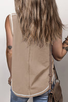 Contrast Stitching Round Neck Tank