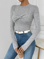 Twisted Round Neck Long Sleeve T-Shirt