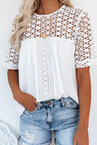 Cutout Round Neck Half Sleeve Blouse