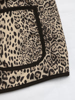 Perfee Leopard Open Front Long Sleeve Jacket