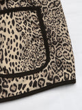 Perfee Leopard Open Front Long Sleeve Jacket