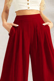 Pocketed High Waist Wide Leg Pants