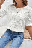 Round Neck Flounce Sleeve Blouse