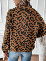 Leopard Half Zip Long Sleeve Sweatshirt