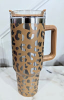 Solid Leopard 40oz Tumblers W/ Handle