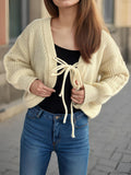 Tied Dropped Shoulder Long Sleeve Cardigan