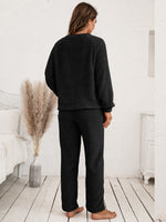 Ivy Lane Teddy Long Sleeve Top and Pants Lounge Set