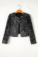 Sequin Open Front Long Sleeve Jacket