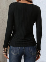 Leopard Boat Neck Long Sleeve T-Shirt