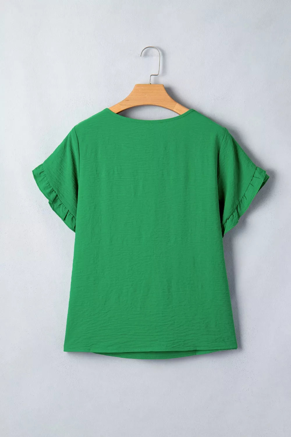 Solid Color Ruffle Trim Solid Color Ruffle Trim Short Sleeve Blouse – Banks Boutique