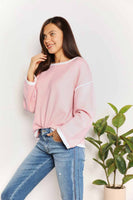 Angel Wings Contrast Detail Dropped Shoulder Knit Top