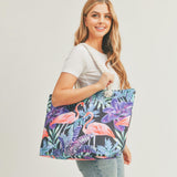 Tropical Flamingo Print Tote Bag