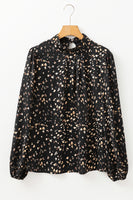 Printed Mock Neck Balloon Sleeve Blouse