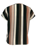 Striped Notched Short Sleeve Blouse