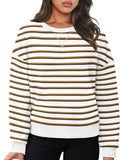 Lovelet Striped Round Neck Long Sleeve Sweatshirt