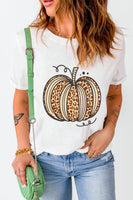 Pumpkin Round Neck Short Sleeve T-Shirt