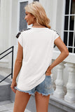 Leopard Round Neck Cap Sleeve T-Shirt