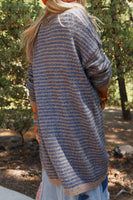 Open Front Long Sleeve Striped Cardigan