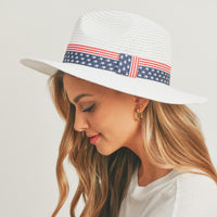Panama Hat Featuring American Flag Band
