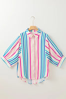 Contrast Stripes Collared Neck Button Up Shirt