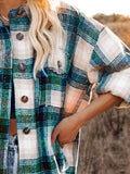 Pocketed Plaid Button Down Long Sleeve Shacket