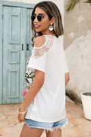 Lace Detail Round Neck Cold Shoulder Blouse