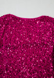 Sequin Surplice Long Sleeve Mini Dress