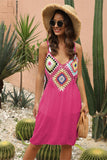 Geometric V-Neck Spaghetti Strap Cover Up Dress