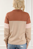 Color Block Quarter Zip Long Sleeve Sweatshirt